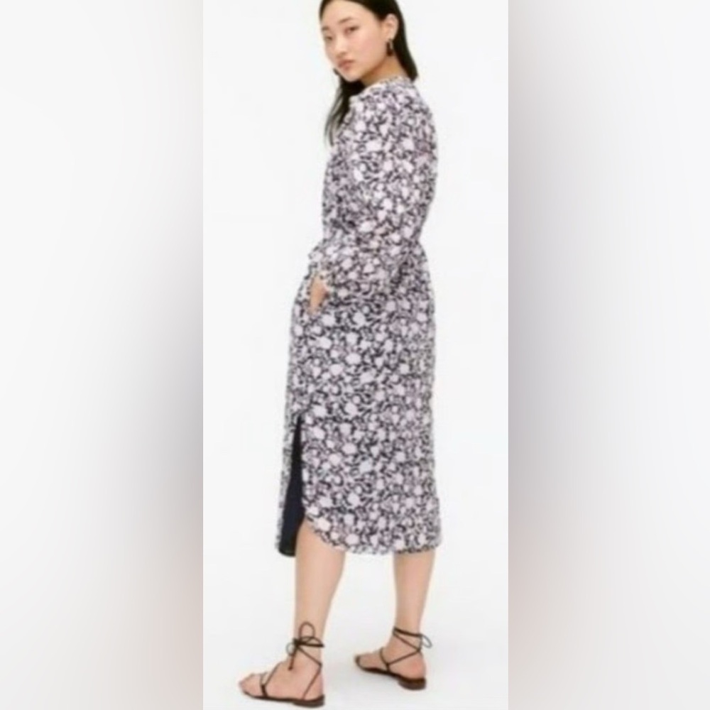 J Crew Tie Waist Cotton Voile MIDI Dress in Rose Vines Sz 4! - Picture 2 of 12